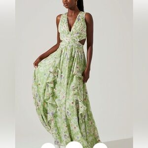 ASTR Noya Dress - Floral Green Maxi Dress